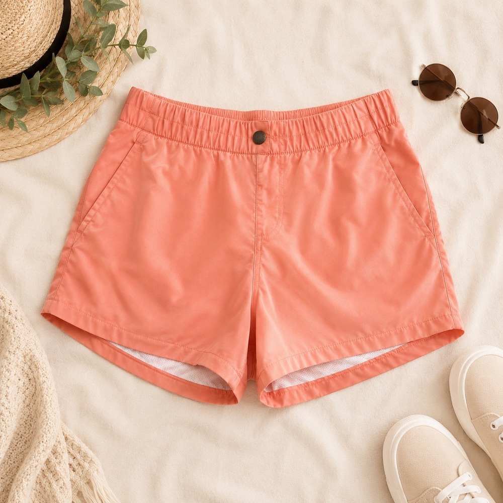 Abercrombie & Fitch Mens Coral Pink Stretch Swim Trunks Shorts Size M Mesh Lined